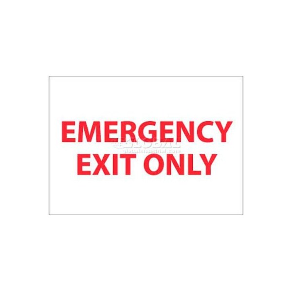 National Marker Co NMC Fire Sign, Emergency Exit Only, 7in X 10in, White/Red M34R - main